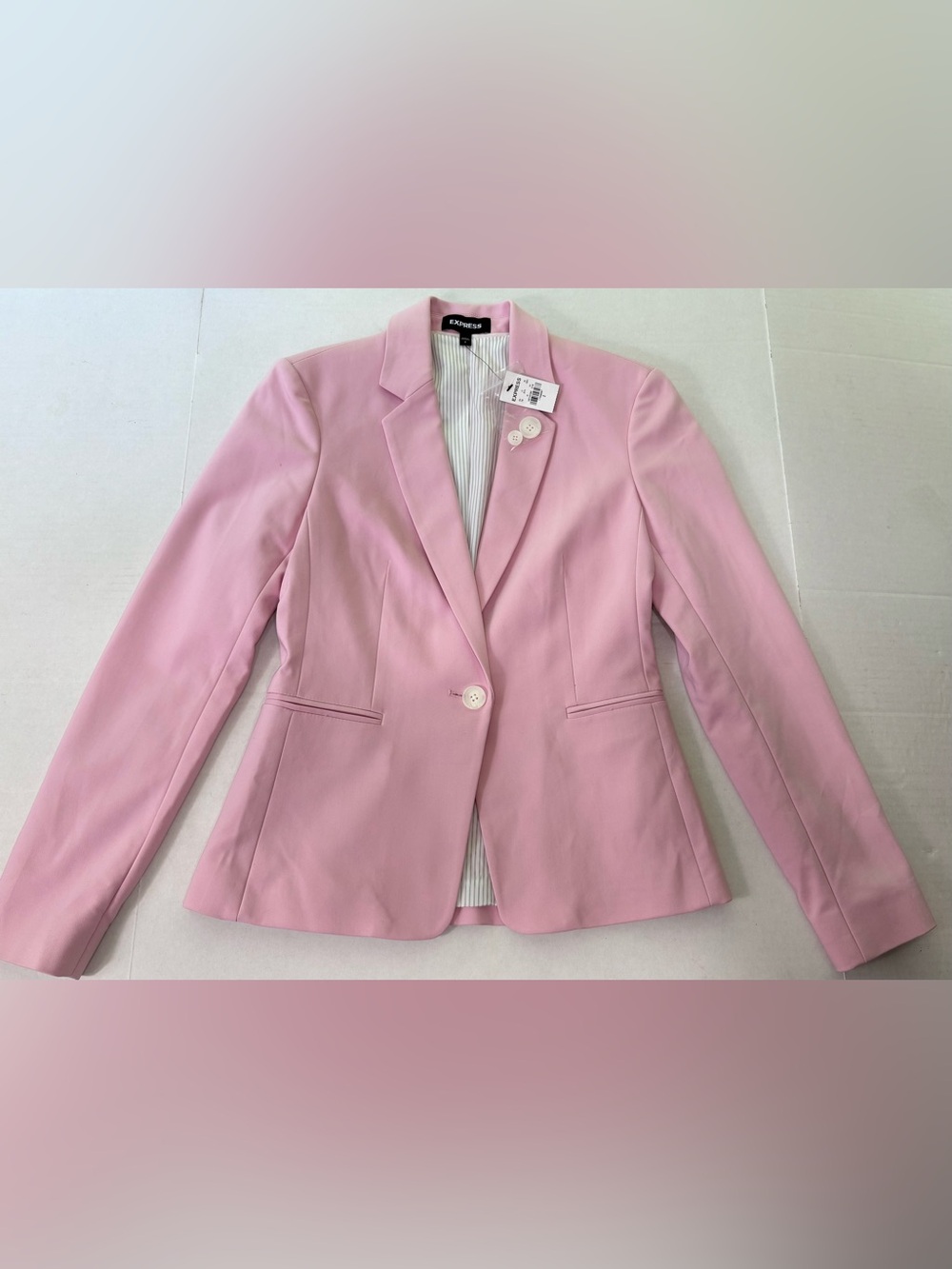 Express Pink One Button Blazer Womens Size 2 Career Office Barbiecore NWT - Picture 8 of 16